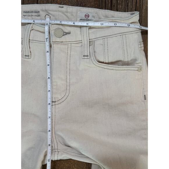 AG Adriano Goldschmied Paneled Mari High-Rise Slim Straight Beige Jeans Size 25R - Picture 8 of 9